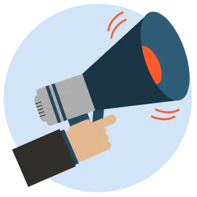 Illustration of a hand holding a megaphone