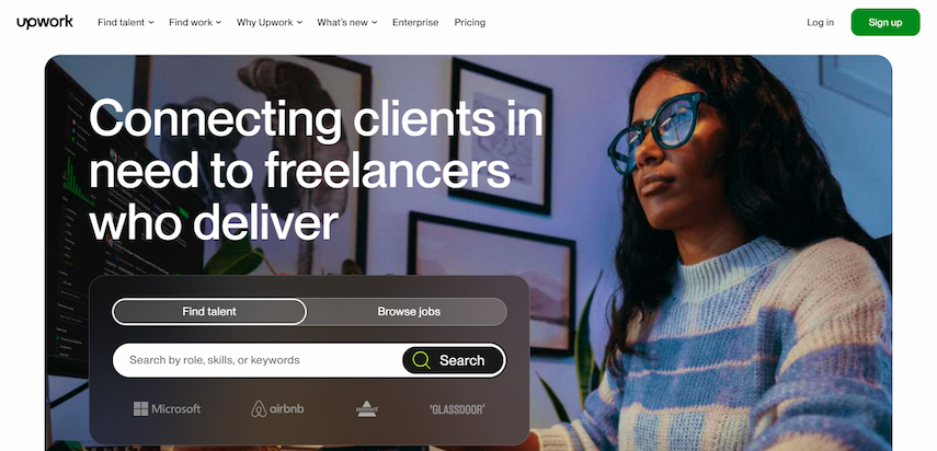 Screenshot of Upwork homepage